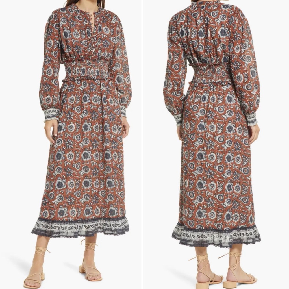 Cleobella Vickie Long Sleeve Organic Cotton Maxi Dress